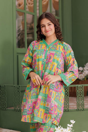 GAC-03080 | Sea green & Multicolor | Casual 2 Piece Suit | Cotton Lawn Printed
